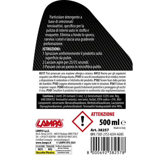 AMC-L3825.7 - ΚΑΘΑΡΙΣΤΙΚΟ ΣΠΡΕΙ ΚΑΘΙΣΜΑΤΩΝ/ΤΑΠΕΤΣΑΡΙΑΣ / ΜΟΚΕΤΑΣ GRAN PREE 500ml LAMPA - 1 ΤΕΜ. ΚΑΘΑΡΙΣΤΙΚΟ ΣΠΡΕΙ ΚΑΘΙΣΜΑΤΩΝ/ΤΑΠΕΤΣΑΡΙΑΣ / ΜΟΚΕΤΑΣ GRAN PREE 500ml LAMPA - 1 ΤΕΜ.
