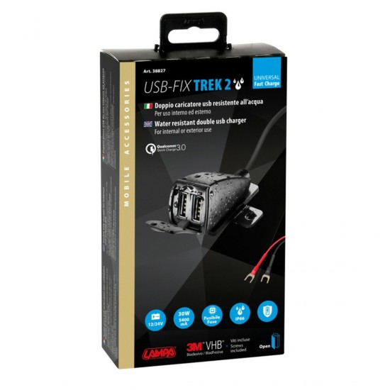 AMC-L3882.7/T - ΦΟΡΤΙΣΤΗΣ USB ΔΙΠΛΟΣ TREK 2 12/24V 5400mA ΜΕ ΒΑΣΗ ΣΤΗΡΙΞΗΣ ΒΙΔΩΤΗ ΚΑΙ ΚΑΛΩΔΙΟ 150cm ΑΔΙΑΒΡΟΧΟΣ ΦΟΡΤΙΣΤΗΣ USB ΔΙΠΛΟΣ TREK 2 12/24V 5400mA ΜΕ ΒΑΣΗ ΣΤΗΡΙΞΗΣ ΒΙΔΩΤΗ ΚΑΙ ΚΑΛΩΔΙΟ 150cm ΑΔΙΑΒΡΟΧΟΣ
