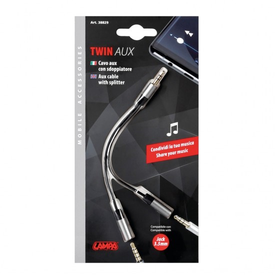 AMC-L3882.9/T - ΚΑΛΩΔΙΟ ΗΧΟΥ JACK 3,5mm 10cm ΑΠΟ ΜΟΝΟ ΑΡΣΕΝΙΚΟ ΣΕ ΔΙΠΛΟ ΘΗΛΥΚΟ AUX SPLITTER SILVER LINE ΚΑΛΩΔΙΟ ΗΧΟΥ JACK 3,5mm 10cm ΑΠΟ ΜΟΝΟ ΑΡΣΕΝΙΚΟ ΣΕ ΔΙΠΛΟ ΘΗΛΥΚΟ AUX SPLITTER SILVER LINE