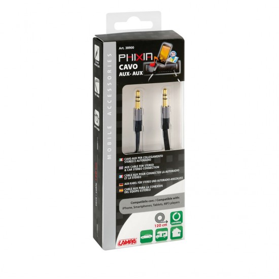 AMC-L3890.0/T - Καλώδιο Σύνδεσης PHIXIA AUX-AUX 120cm για αναπαραγωγή MP3 Καλώδιο Σύνδεσης PHIXIA AUX-AUX 120cm για αναπαραγωγή MP3