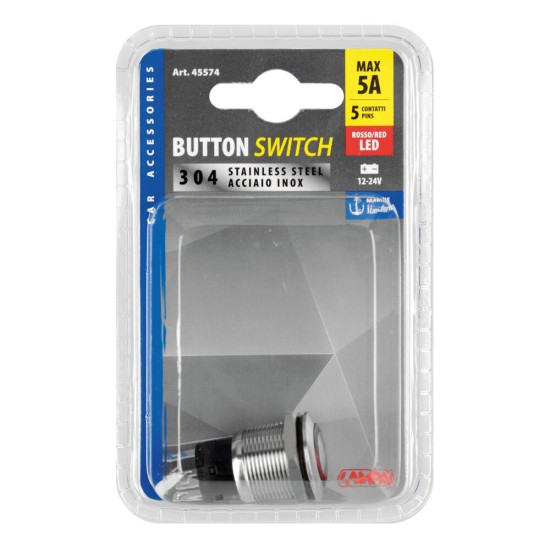 AMC-L4557.4 - ΔΙΑΚΟΠΤΗΣ ΜΠΟΥΤΟΝ (BUTTON) 12/24V 5Amax 5PIN IP65 ON/OFF ME LED ΚΟΚΚΙΝΟ ΑΝΟΞΕΙΔΩΤΟ ΑΤΣΑΛΙ LAMPA - 1 TEM. ΔΙΑΚΟΠΤΗΣ ΜΠΟΥΤΟΝ (BUTTON) 12/24V 5Amax 5PIN IP65 ON/OFF ME LED ΚΟΚΚΙΝΟ ΑΝΟΞΕΙΔΩΤΟ ΑΤΣΑΛΙ LAMPA - 1 TEM.