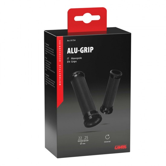 ΧΕΡΟΥΛΙΑ MOTO ALU GRIP  ΜΑΥΡΟ ΧΡΩΜΑ 22mm+25mm 12cm LAMPA - 2 τεμ.