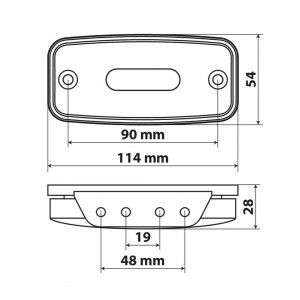 ΦΩΣ ΟΓΚΟΥ S19 4 LED ΠΟΡΤΟΚΑΛΙ 10/30V ΜΕ ΑΝΑΚΛΑΣΤΗΡΑ 114x54 mm 1ΤΕΜ.
