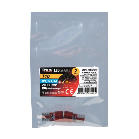 T10 W5W 24V W2,1x9,5d 36lm 6SMD LED ΚΟΚΚΙΝΟ (ΚΑΡΦΩΤΟ-ΔΙΠΛΗΣ ΠΟΛΙΚΟΤΗΤΑΣ CAN-BUS) 2ΤΕΜ.
