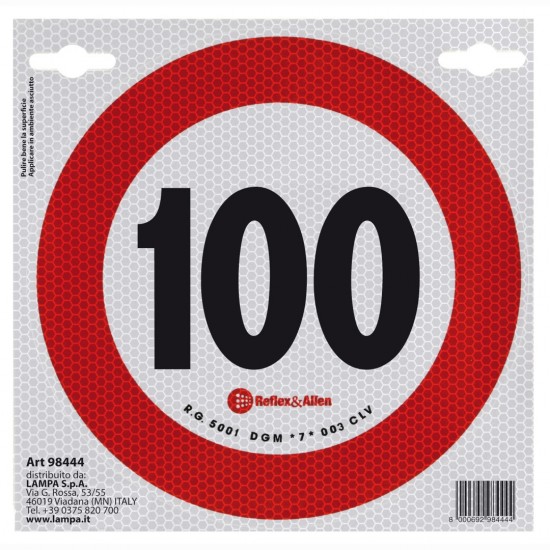 AMC-L9844.4 - ΣΗΜΑ ΤΑΧΥΤΗΤΑΣ ΧΙΛΙΟΜΕΤΡΩΝ 100km/h ΑΥΤΟΚΟΛΛΗΤΟ ΣΗΜΑ ΤΑΧΥΤΗΤΑΣ ΧΙΛΙΟΜΕΤΡΩΝ 100km/h ΑΥΤΟΚΟΛΛΗΤΟ