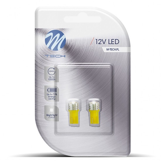 T10 W5W 12V W2,1x9,5d LED 1xHP ΚΙΤΡΙΝΟ (ΚΑΡΦΩΤΟ ΑΚΑΛΥΚΟ) BLISTER 2ΤΕΜ. M-TECH