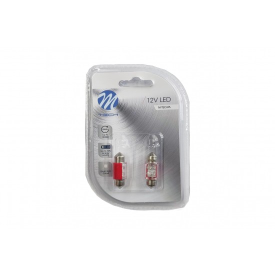 AMC-LB022R/MT - ΛΑΜΠΑΚΙΑ ΠΛΑΦΟΝΙΕΡΑΣ C5W/C10W 12V 0,49W SV8,5 31mm LED 4xFlux 3mm ΚΟΚΚΙΝΟ BLISTER 2ΤΕΜ. M-TECH ΛΑΜΠΑΚΙΑ ΠΛΑΦΟΝΙΕΡΑΣ C5W/C10W 12V 0,49W SV8,5 31mm LED 4xFlux 3mm ΚΟΚΚΙΝΟ BLISTER 2ΤΕΜ. M-TECH