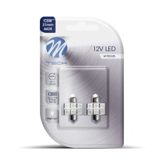 AMC-LB027B/MT - ΛΑΜΠΑΚΙΑ ΠΛΑΦΟΝΙΕΡΑΣ C5W/C10W 12V 1,44W SV8,5 31mm LED 6xSMD5050 ΜΠΛΕ BLISTER M-TECH - 2 τεμ. ΛΑΜΠΑΚΙΑ ΠΛΑΦΟΝΙΕΡΑΣ C5W/C10W 12V 1,44W SV8,5 31mm LED 6xSMD5050 ΜΠΛΕ BLISTER M-TECH - 2 τεμ.
