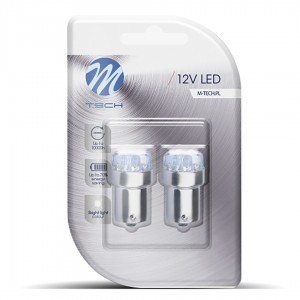 R5W/R10W 12V BA15s LED 9xSMD3014 ΚΟΚΚΙΝΟ (ΜΟΝΟΠΟΛΙΚΟ) BLISTER 2ΤΕΜ. M-TECH