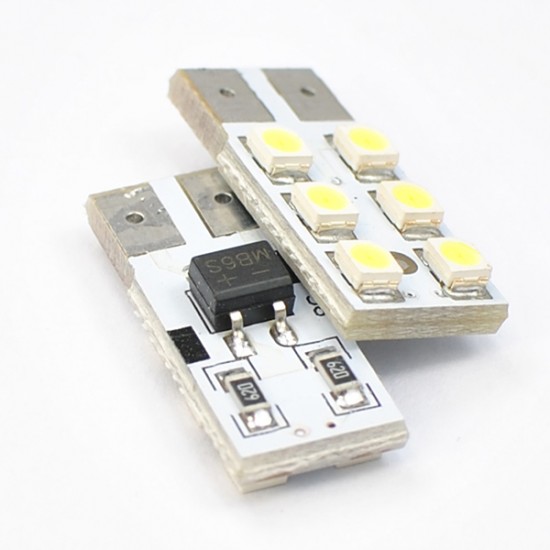 T10 W5W 12V W2,1x9,5d LED 6xSMD3528 ΛΕΥΚΟ (ΚΑΡΦΩΤΟ ΑΚΑΛΥΚΟ) BLISTER 2ΤΕΜ. M-TECH