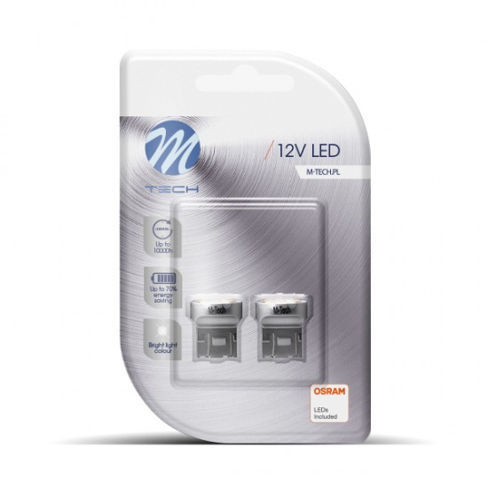 AMC-LB110W/MT - W21/5W (T20) 12V W3x16q 6xSMD2835 LED OSRAM ΛΕΥΚΟ BLISTER 2ΤΕΜ. M-TECH W21/5W (T20) 12V W3x16q 6xSMD2835 LED OSRAM ΛΕΥΚΟ BLISTER 2ΤΕΜ. M-TECH