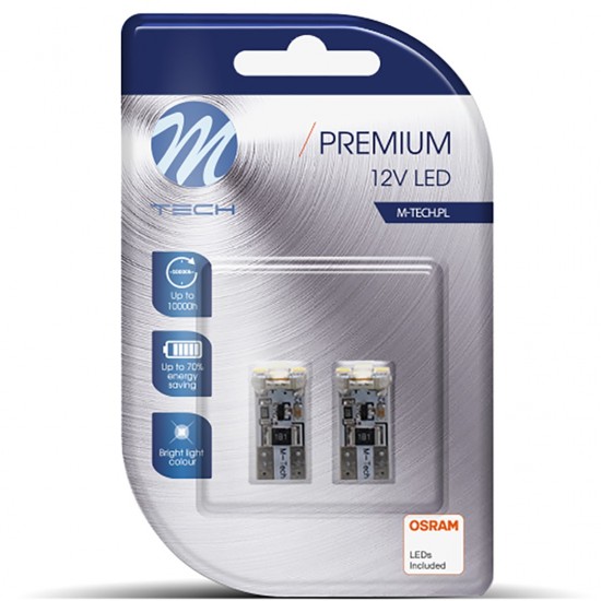 T10 W5W 12V W2,1x9,5d LED 4xSMD3528 ΛΕΥΚΟ (ΚΑΡΦΩΤΟ CAN-BUS) OSRAM LED BLISTER 2ΤΕΜ. M-TECH