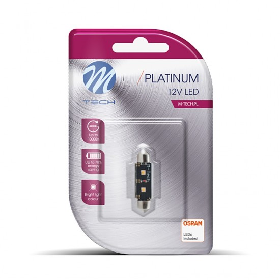 AMC-LB813W-01B/MT - ΛΑΜΠΑΚΙΑ ΠΛΑΦΟΝΙΕΡΑΣ C5W 12V SV8.5 3,2W 420lm 36mm 2xHP LED OSRAM ΛΕΥΚΟ BLISTER 1ΤΕΜ. M-TECH ΛΑΜΠΑΚΙΑ ΠΛΑΦΟΝΙΕΡΑΣ C5W 12V SV8.5 3,2W 420lm 36mm 2xHP LED OSRAM ΛΕΥΚΟ BLISTER 1ΤΕΜ. M-TECH