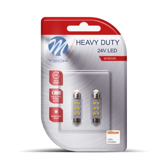 AMC-LB9105W/MT - ΛΑΜΠΑΚΙΑ ΠΛΑΦΟΝΙΕΡΑΣ C5W 24V SV8,5 41mm OSRAM LED 6xSMD2835 ΛΕΥΚΟ HEAVY DUTY BLISTER 2ΤΕΜ. M-TECH ΛΑΜΠΑΚΙΑ ΠΛΑΦΟΝΙΕΡΑΣ C5W 24V SV8,5 41mm OSRAM LED 6xSMD2835 ΛΕΥΚΟ HEAVY DUTY BLISTER 2ΤΕΜ. M-TECH