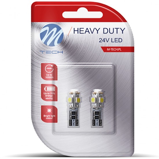 AMC-LB9321W/MT - T10 W5W 24V 1,5W W2,1x9,5d LED 5xSMD5050 ΛΕΥΚΟ (ΚΑΡΦΩΤΟ CAN-BUS) BLISTER 2ΤΕΜ. M-TECH T10 W5W 24V 1,5W W2,1x9,5d LED 5xSMD5050 ΛΕΥΚΟ (ΚΑΡΦΩΤΟ CAN-BUS) BLISTER 2ΤΕΜ. M-TECH