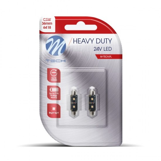 AMC-LB9813W/MT - ΛΑΜΠΑΚΙΑ ΠΛΑΦΟΝΙΕΡΑΣ C5W 24V SV8,5 36mm 2xHP LED ΛΕΥΚΟ HEAVY DUTY BLISTER M-TECH - 2 Τεμ. ΛΑΜΠΑΚΙΑ ΠΛΑΦΟΝΙΕΡΑΣ C5W 24V SV8,5 36mm 2xHP LED ΛΕΥΚΟ HEAVY DUTY BLISTER M-TECH - 2 Τεμ.