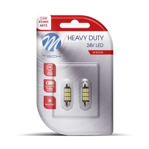 ΛΑΜΠΑΚΙΑ ΠΛΑΦΟΝΙΕΡΑΣ C5W 24V SV8,5 41mm 9xSMD5630 LED ΛΕΥΚΟ HEAVY DUTY BLISTER  M-TECH - 2 ΤΕΜ.