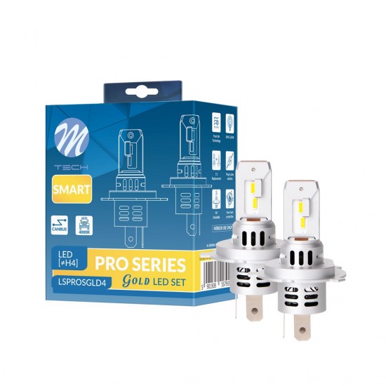 AMC-LSPROSGLD4/MT - ΛΑΜΠEΣ LED H4 12V 4.000K 52W 4.300lm LED CANBUS CSP5730 PRO SMART SERIES M-TECH - 2 ΤΕΜ. ΛΑΜΠEΣ LED H4 12V 4.000K 52W 4.300lm LED CANBUS CSP5730 PRO SMART SERIES M-TECH - 2 ΤΕΜ.