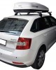 KIT ΜΕ ΜΠΑΡΕΣ ΟΡΟΦΗΣ ΓΙΑ SKODA RAPID SPACEBACK 5D 2013> ΑΛΟΥΜΙΝΙΟΥ & ΜΠΑΓΚΑΖΙΕΡΑ BOX 430 LT (ΛΕΥΚΗ-ΑΣΠΡΗ/ΓΥΑΛΙΣΤΕΡΗ) NORDRIVE