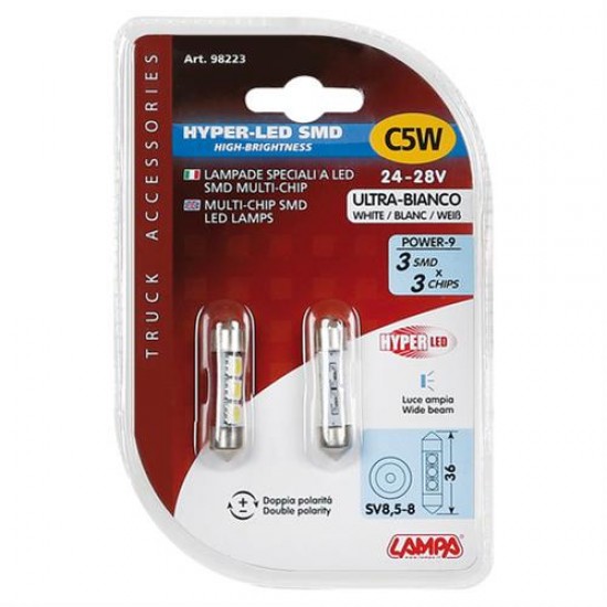 AMC-L9822.3 - 24/28V C5W SV8,5-8 HYPER-LED9 9x36mm 24/28V C5W SV8,5-8 HYPER-LED9 9x36mm