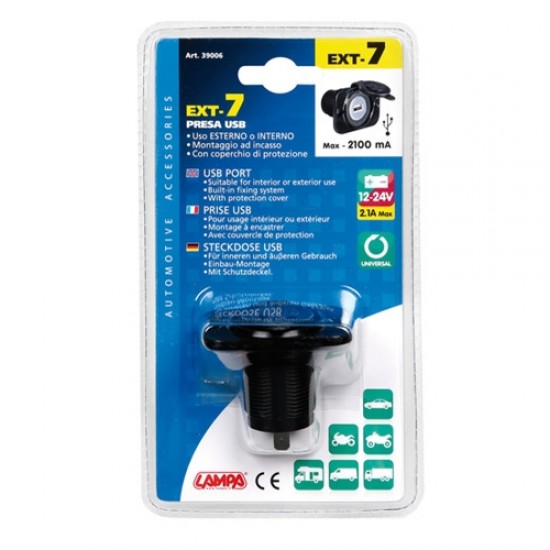 AMC-3900.6-LM - ΠΡΙΖΑ ΦΟΡΤΙΣΗΣ USB ΜΕ ΚΑΠΑΚΙ EXT-7 12/24V ΠΡΙΖΑ ΦΟΡΤΙΣΗΣ USB ΜΕ ΚΑΠΑΚΙ EXT-7 12/24V