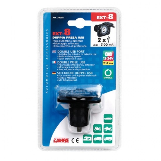 AMC-3900.5-LM - ΠΡΙΖΑ ΦΟΡΤΙΣΗΣ ΜΕ ΚΑΠΑΚΙ ΜΕ 2 USB 12/24V EXT-8 ΠΡΙΖΑ ΦΟΡΤΙΣΗΣ ΜΕ ΚΑΠΑΚΙ ΜΕ 2 USB 12/24V EXT-8