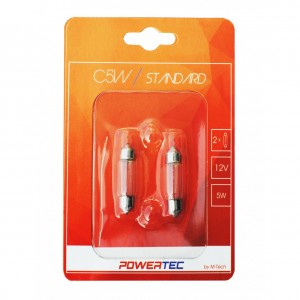 ΛΑΜΠΑΚΙΑ ΠΛΑΦΟΝΙΕΡΑΣ C5W 12V 5W SV8,5-8 11x36mm POWERTEC STANDARD ΑΛΟΓΟΝΟΥ 2ΤΕΜ.