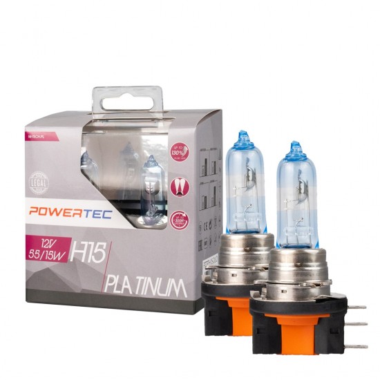 AMC-PTZPTH15-DUO/MT - ΛΑΜΠΕΣ H15 12V 55/15W +130% POWERTEC PLATINUM mTECH - 2 Τεμ. ΛΑΜΠΕΣ H15 12V 55/15W +130% POWERTEC PLATINUM mTECH - 2 Τεμ.