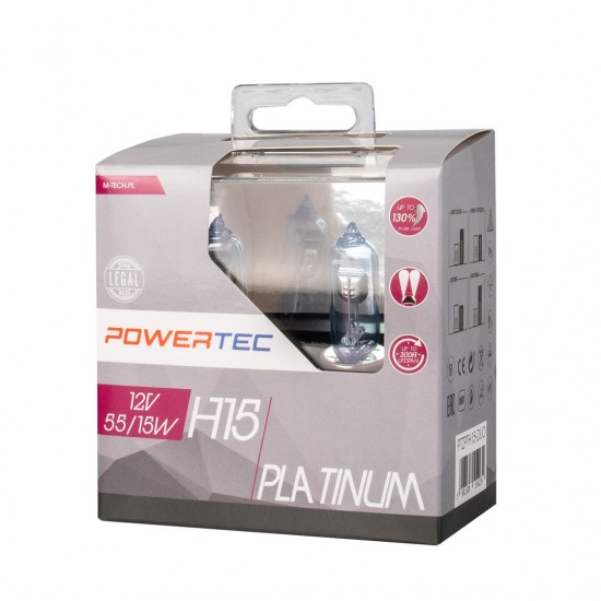 AMC-PTZPTH15-DUO/MT - ΛΑΜΠΕΣ H15 12V 55/15W +130% POWERTEC PLATINUM mTECH - 2 Τεμ. ΛΑΜΠΕΣ H15 12V 55/15W +130% POWERTEC PLATINUM mTECH - 2 Τεμ.