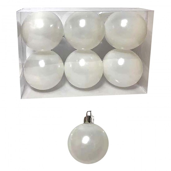ΜΠΑΛΕΣ ΠΕΡΛΕ ΛΕΥΚΕΣ ΠΑΚ=6ΤΕΜ Φ8 Φ8cm Xmasfest 1132569