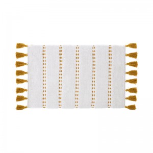 Βαμβακερό Χαλάκι Μπάνιου με Pompom 75 x 50 x 1 cm Χρώματος Μουσταρδί 5Five Simply Smart 174631C