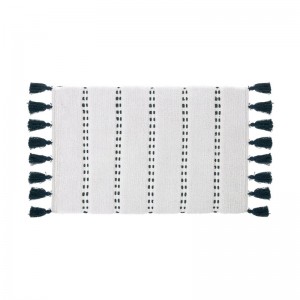 Βαμβακερό Χαλάκι Μπάνιου με Pompom 75 x 50 x 1 cm Χρώματος Πετρόλ 5Five Simply Smart 174631D
