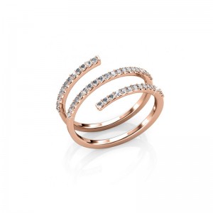 Δαχτυλίδι Σπιράλ από Ορείχαλκο με Κρύσταλλα Swarovski® Elements Χρώματος Ροζ - Χρυσό MYC DR0321_RG_52