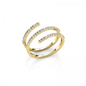 Δαχτυλίδι Σπιράλ από Ορείχαλκο με Κρύσταλλα Swarovski® Elements Χρώματος Χρυσό MYC DR0321_G_52