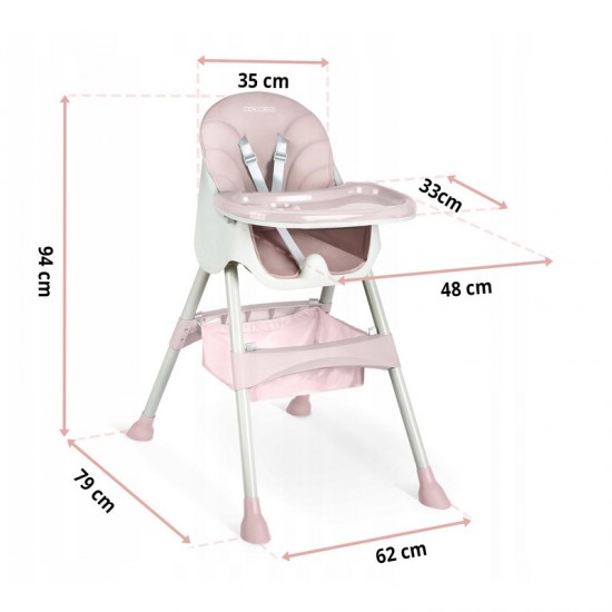 Παιδικό Κάθισμα Φαγητού 3 σε 1 Χρώματος Ροζ Ricokids Milo
