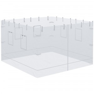 Outsunny 3x3 Nylon Gazebo Wall, Σετ 3 τεμαχίων κουνουπιέρα με 6 παράθυρα και πόρτα με φερμουάρ, 300Lx195cm