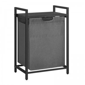 Μεταλλικό Καλάθι Απλύτων με 1 Ράφι 50 x 33 x 72 cm Χρώματος Μαύρο/Γκρι VASAGLE BLH101G01