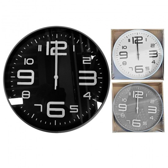 Ρολόι Τοίχου με 3d Αριθμούς Μισοί Μεγάλοι Μισοί Μικροί Φ30cm Homie 322094