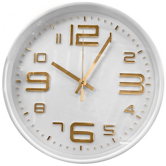 Ρολόι Τοίχου με 3d Αριθμούς Μισοί Μεγάλοι Μισοί Μικροί Φ30cm Homie 322094