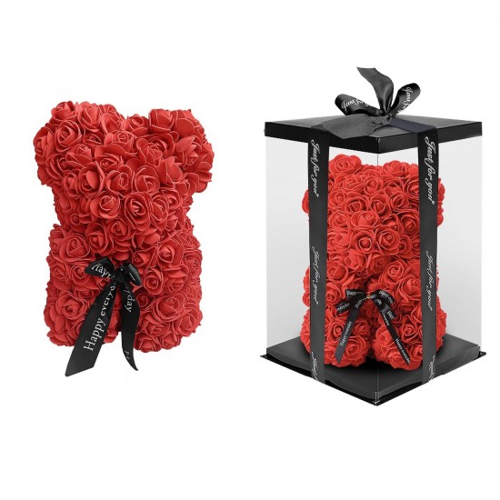 ΑΡΚΟΥΔΑΚΙ ΚΟΚΚΙΝΟ ΑΠΟ ΤΕΧΝΗΤΑ ΤΡΙΑΝΤΑΦΥΛΛΑ ΣΕ ΚΟΥΤΙ 40cm Homie 423004