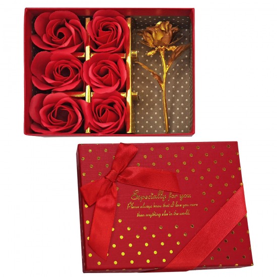 Κουτί με 6 Τριαντάφυλλα & 1 Χρυσό 15x11,5x4,5cm Homie 423076