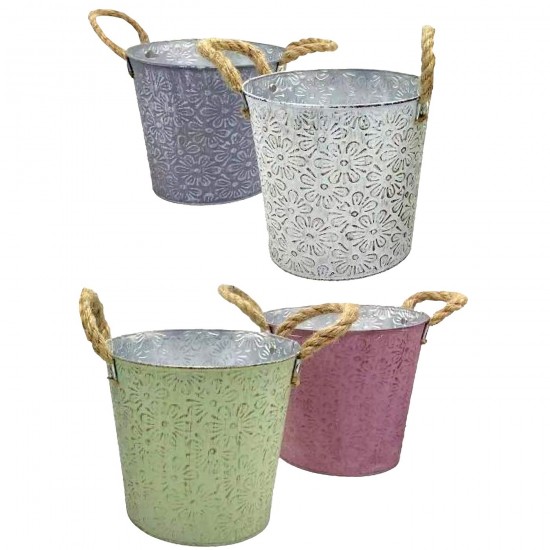 Γλαστράκι-Κασπώ Μεταλλικό Σχέδιο Μαργαρίτες Φ18x17cm Homie 423088