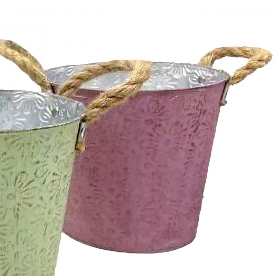 Γλαστράκι-Κασπώ Μεταλλικό Σχέδιο Μαργαρίτες Φ18x17cm Homie 423088