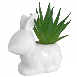 Γλαστράκι Λαγός Πήλινο με Άνθος 8x7cm Homie 423100