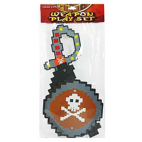 ΣΕΤ ΠΕΙΡΑΤΗ  ΧΑΤΖΑΡΑ ΜΕ ΑΣΠΙΔΑ PIXELS ΣΕΤ=45x21cm Carnavalista 232328