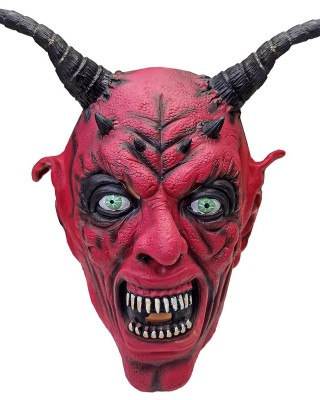 Μάσκα Latex Κόκκινο Τέρας με Κέρατα με Μαλλιά  Carnavalista 232544