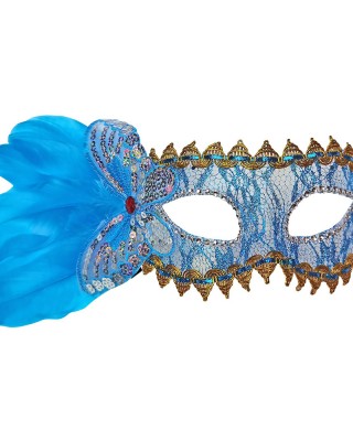 Μάσκα Ματιών Βενετσιάνικη με Δαντέλα & Φτερό 34x9cm Carnavalista 232589