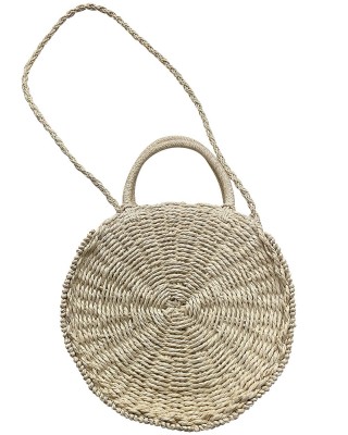 Τσάντα Στρογγυλή Ψαθόχαρτο Λευκή ø28cm SummerTiempo 622560