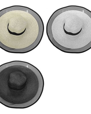 Καπέλο Γυναικείο Ψαθόχαρτο Κορδέλα και Τούλι ø50cm SummerTiempo 622746