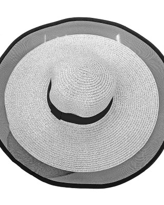 Καπέλο Γυναικείο Ψαθόχαρτο Κορδέλα και Τούλι ø50cm SummerTiempo 622746